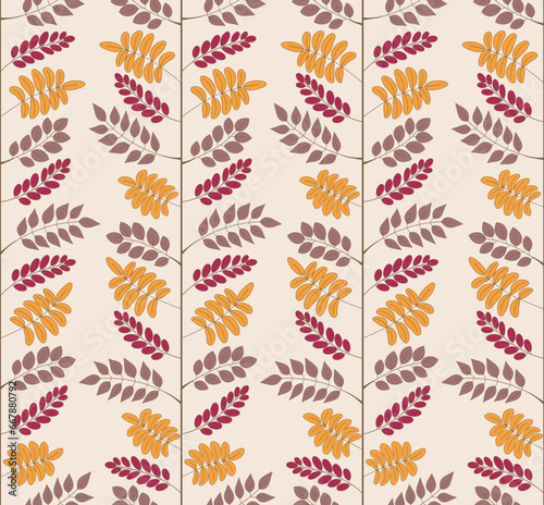 Fototapeta Naklejka Na Ścianę i Meble -  Autumn bright seamless pattern with colorful twigs.