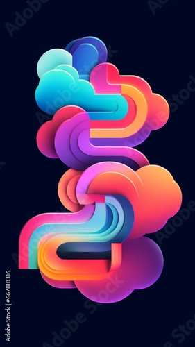 Colorful cloud with rainbow smoke black background picture Ai generated art