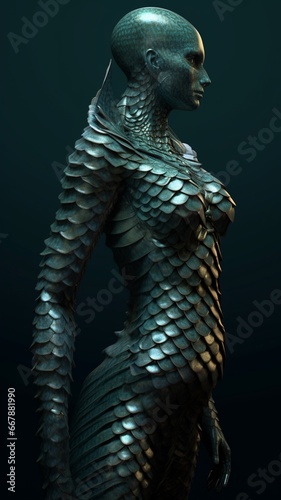Portrait cybernetic woman endowed with robot illustration picture Ai generated art