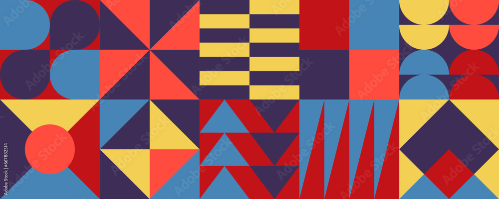 Modern geometric card. Memphis style design element. Minimalistic shape pattern.