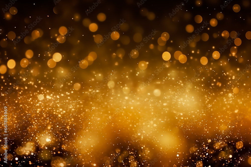 Background of golden dust shimmer particles.