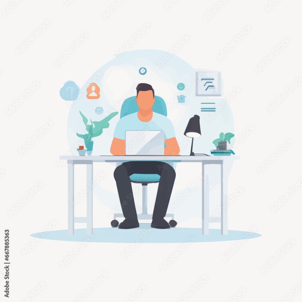 businessman working in office. vector illustration.businessman working in office. business concept illustration businessman working in office. vector illustration.