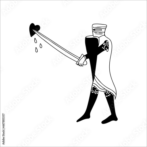 vector illustration of a knight with a sword