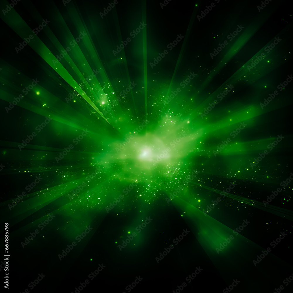 Fototapeta premium Green flowing light rays background.