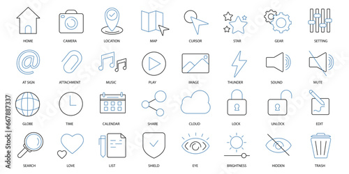 User interface icons set. Set of editable stroke icons.Vector set of User interface