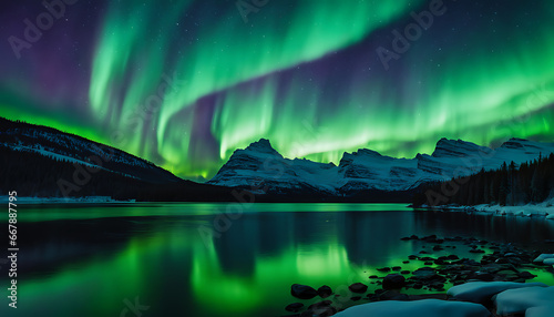 Cool shades of blue, purple, and green simulate the majestic beauty of the Northern Lights © Simo