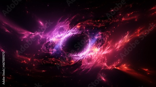 Supermassive black hole with red purple fire photography image Ai generated art