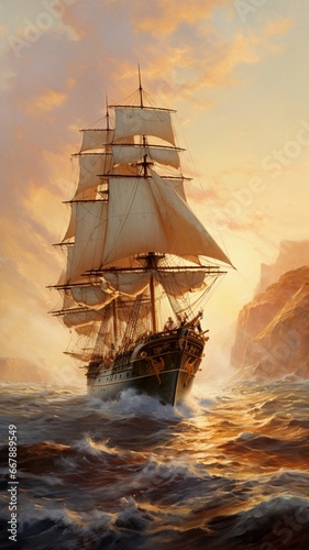 Tall old sailing ships returns whales photography image Ai generated art