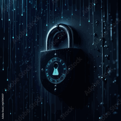 lock icon on black background, 3d rendering. computer drawing.cyber security concept with padlock and digital data codelock icon on black background, 3d rendering. computer drawing. photo