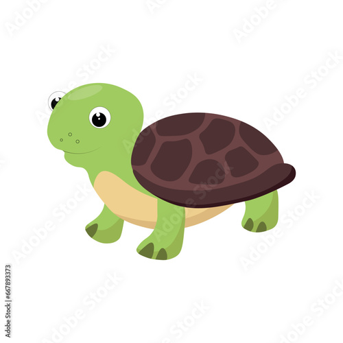 Cute turtle cartoon isolated on white background Vector illustration.