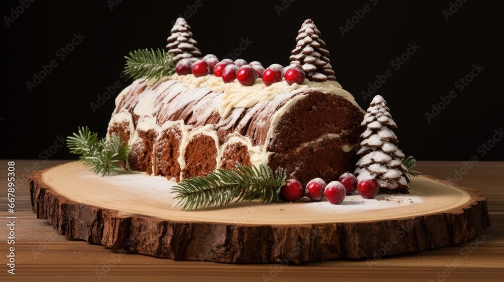 This exquisite Yule log cake reimagines tradition, combining the