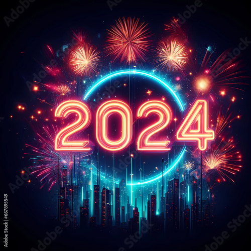 New Year 2024 illustration concept.