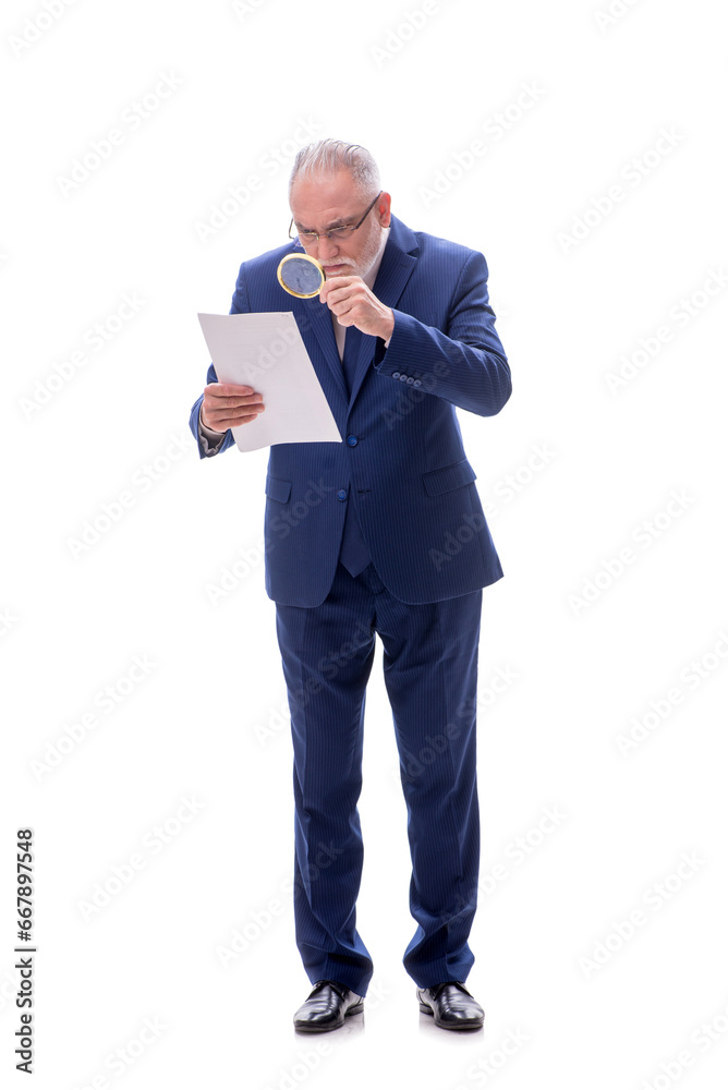 Old businessman isolated on white