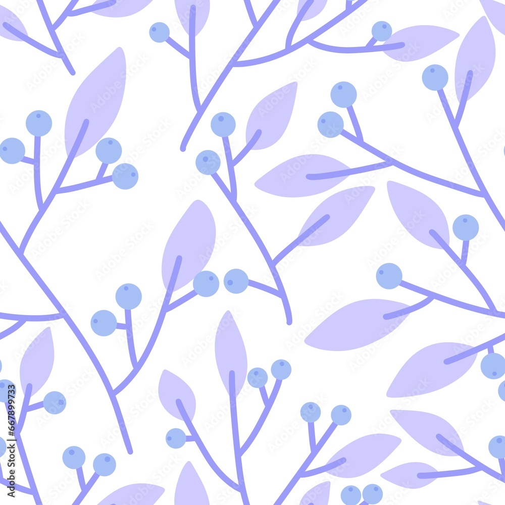 Floral seamless berries and leaves and branches pattern for wrapping paper and fabrics and linens and kids Floral seamless berries and leaves and branches pattern for wrapping paper and fabrics and linens and kids