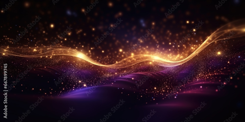Fototapeta premium Abstract wave background with glowing particles. Digital technology concept. 
