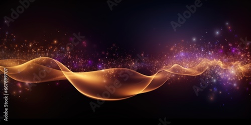 Abstract wave background with glowing particles. Digital technology concept. 