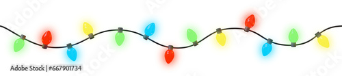 Christmas lights isolated on transparent. 3D illustration.