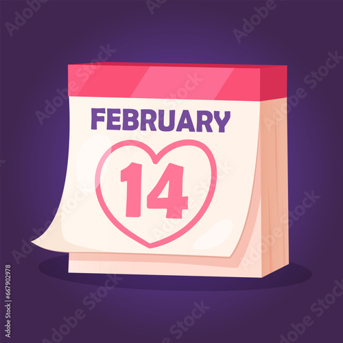 Calendar with the date 14 february 