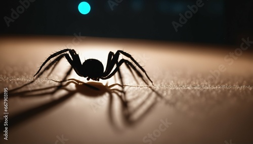 Bed tick or spider shadow: Concept of parasitic insects in the home at night photo