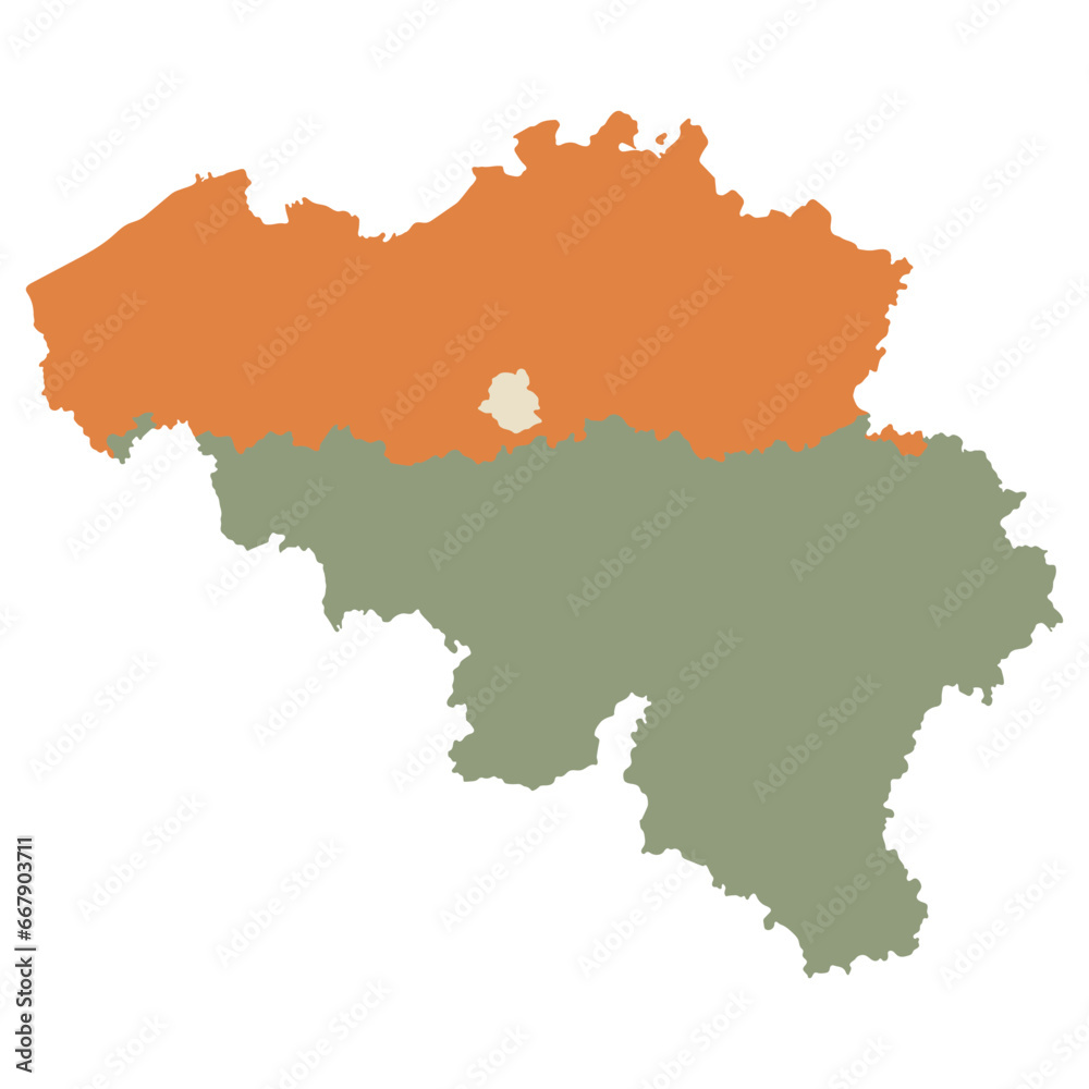Belgium map with main regions. Map of Belgium