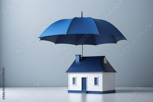 Wallpaper Mural house waterproofing concept, house under an umbrella on a minimalist background Torontodigital.ca
