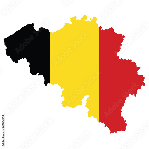 Obraz na plátně Map of Belgium with Belgium flag