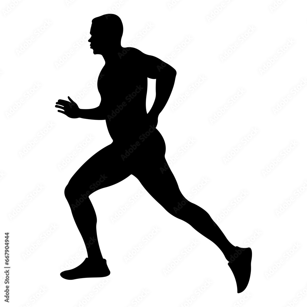 Silhouette of a person running.Flat running male icon for apps and websites.Running sports.Male silhouette.Vector illustration.