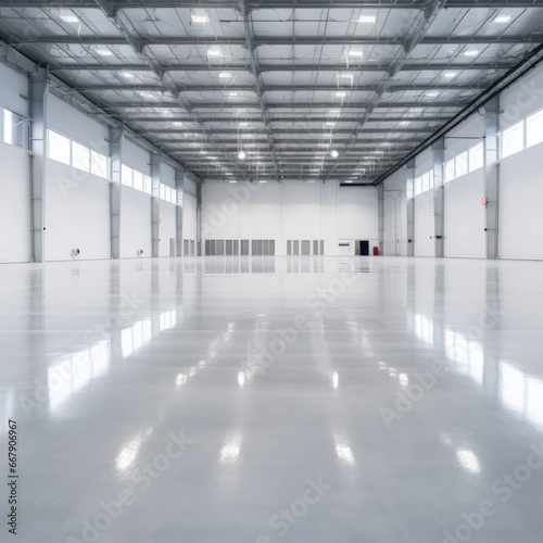 An empty of a modern space for manufacturing factory or large warehouse