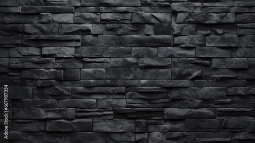 Mur en brique noir. Ambiance calme, sombre. Mock-up. Fond pour conception et création graphique, bannière.