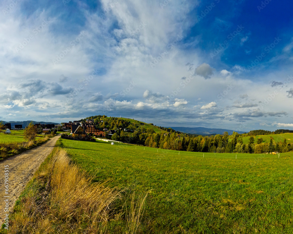 view on village Czarna Gora. mountain landscape. Poland