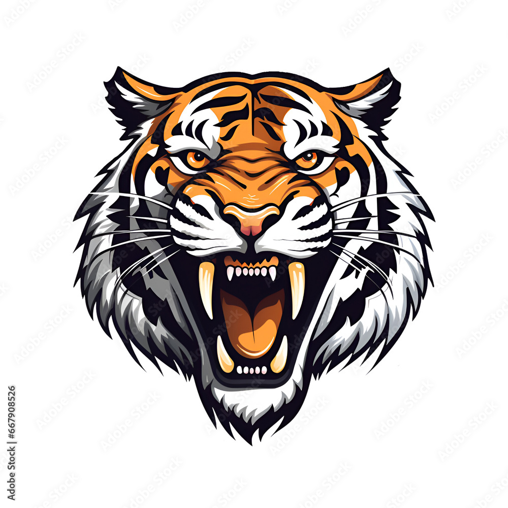 Tiger Vector Style Illustration Tiger Cartoon Style logo No Background Perfect for Print on Demand Merchandise