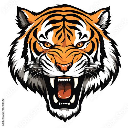 Tiger Vector Style Illustration Tiger Cartoon Style logo No Background Perfect for Print on Demand Merchandise © Kevin