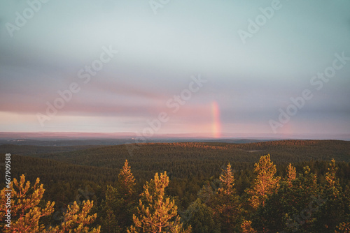 Sunrise and rainbow