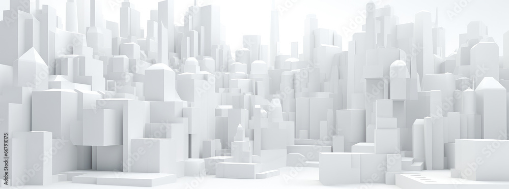 Futuristic Cityscape: 3D Rendering of Geometric Architecture