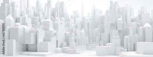 Futuristic Cityscape  3D Rendering of Geometric Architecture