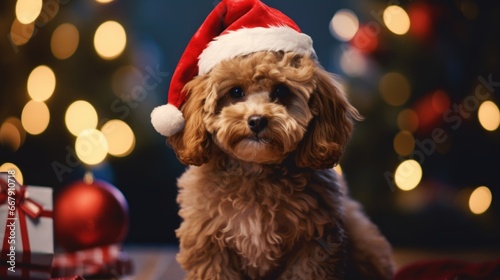 dog in santa hat