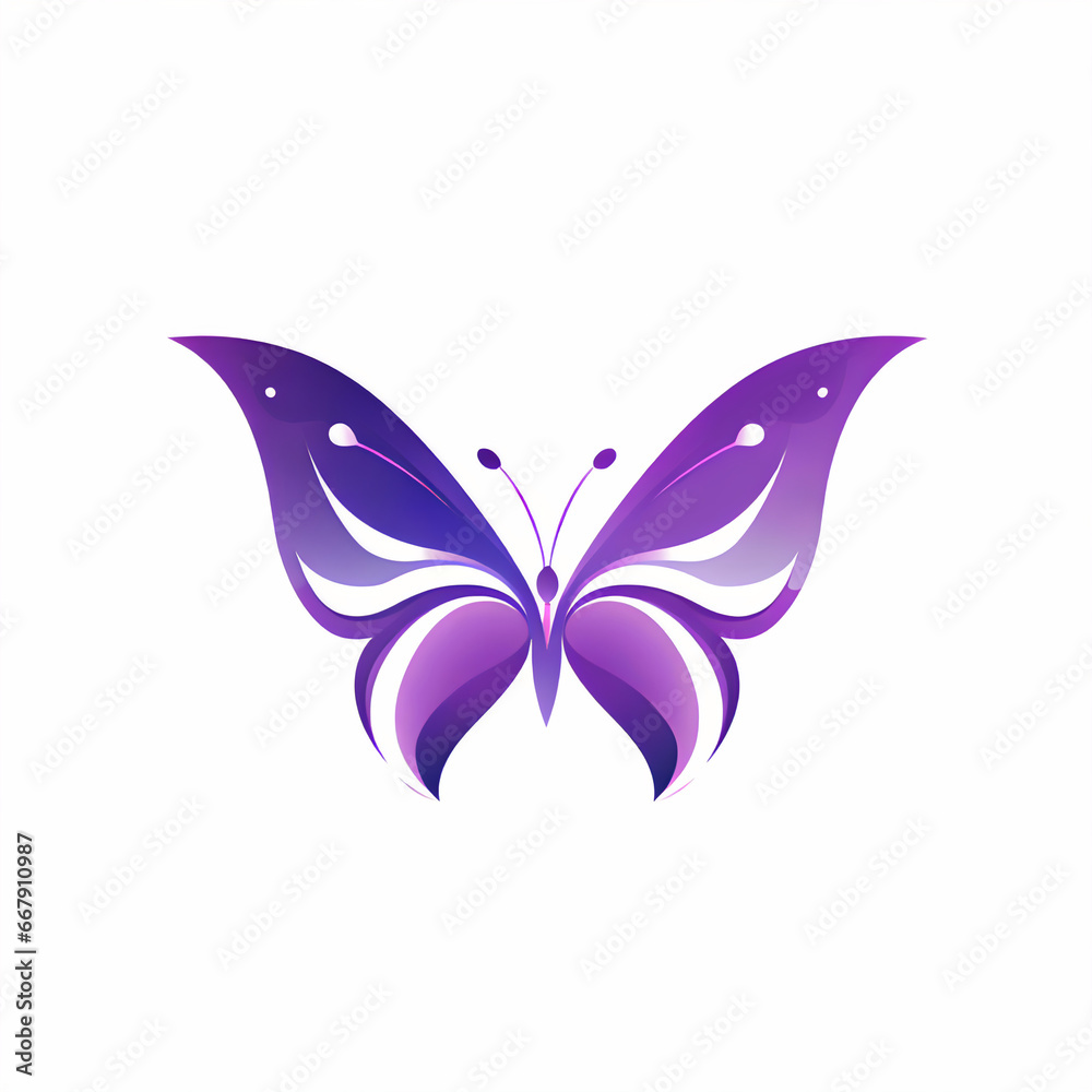 Elegant Purple Butterfly Logo Vector Illustration on White Background