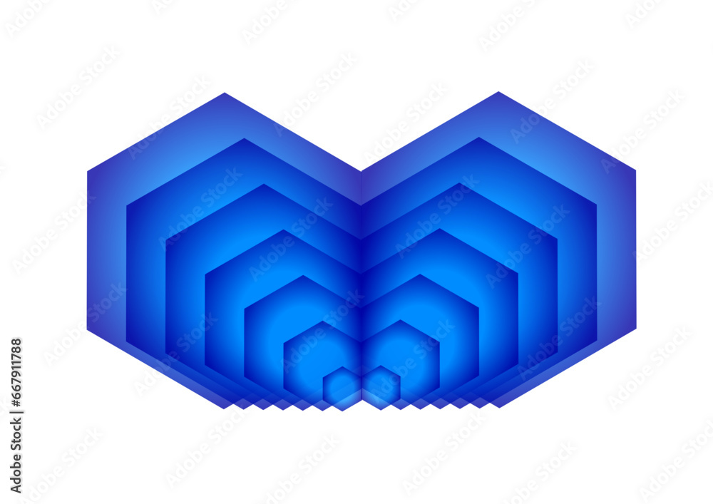 interessante kombination von blauen sechsecken, 3D, modernes abstraktes design