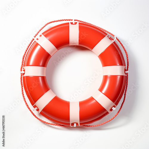 Fondo con detalle y textura de flotador salvavidas de tonos rojos y blancos, sobre fondo blanco