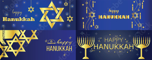 Collage of greeting banners for Hanukkah celebration  