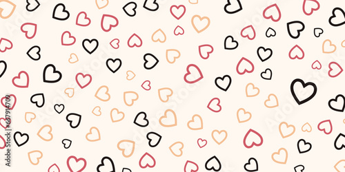 Seamless monochrome pattern with small hearts. Vector repeating texture. vector illustration