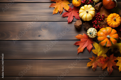 ハロウィン リンゴ、カボチャ、落ち葉の魅惑的な背景 Halloween An enchanting backdrop with apples, pumpkins, and fallen leaves Generative AI 
