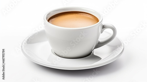 cup of hot aromatic espresso coffee on white background. Cup of coffee on white. generative ai