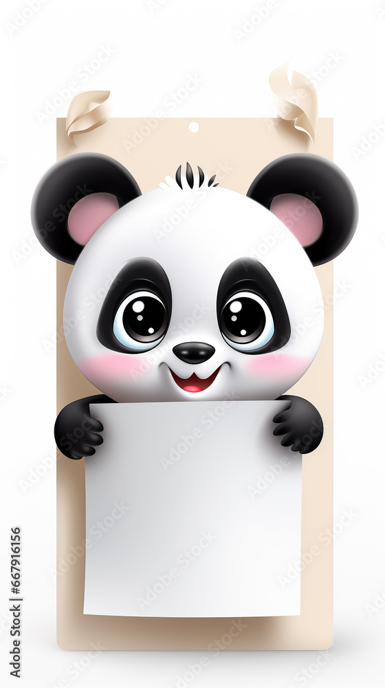 Adorable Panda Holding a Vibrantly Decorated Banner, Celebrating the Wonders of the Animal Kingdom with Elegance and Charm