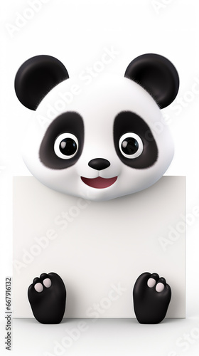 Adorable Panda Holding a Vibrantly Decorated Banner, Celebrating the Wonders of the Animal Kingdom with Elegance and Charm