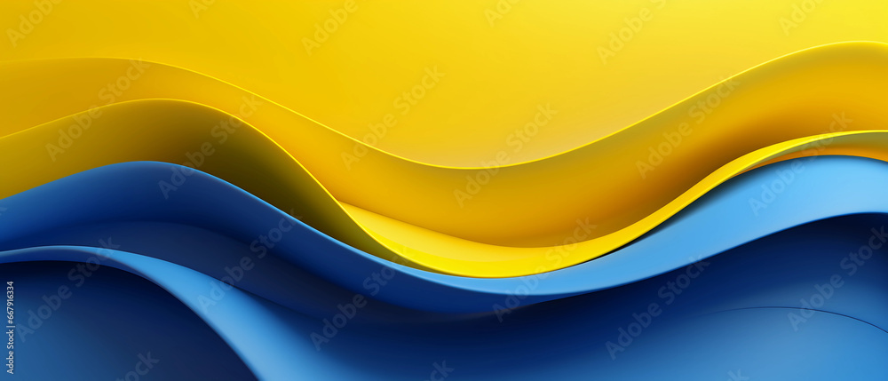 Fototapeta premium Abstract yellow and blue 3D waves
