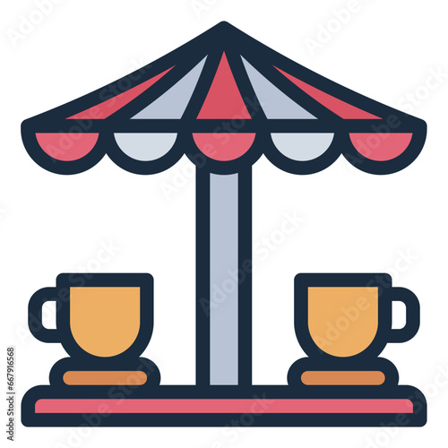 Tea Cup Ride filled line icon