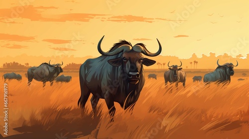 wildebeest in the savannah © Nabeel