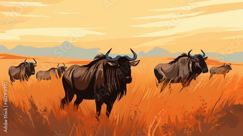 wildebeest in the savannah © Nabeel