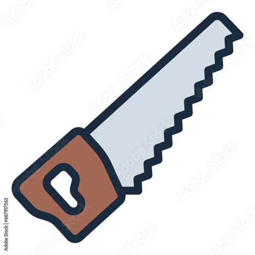 Hand Saw color filled lineicon